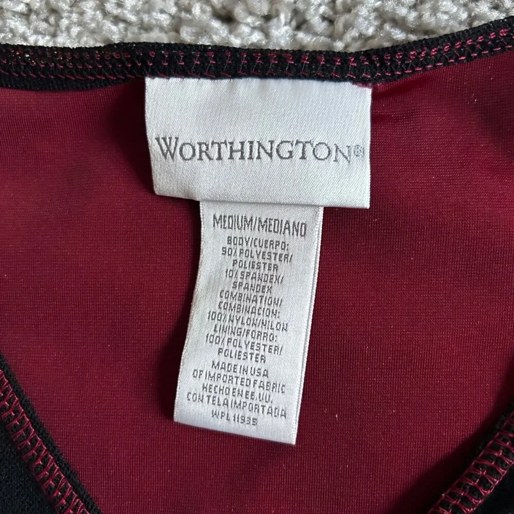 Worthington Womens Y2K Medium Floral Velvet & Black Long Sleeve V-Neck Top - Picture 9 of 11
